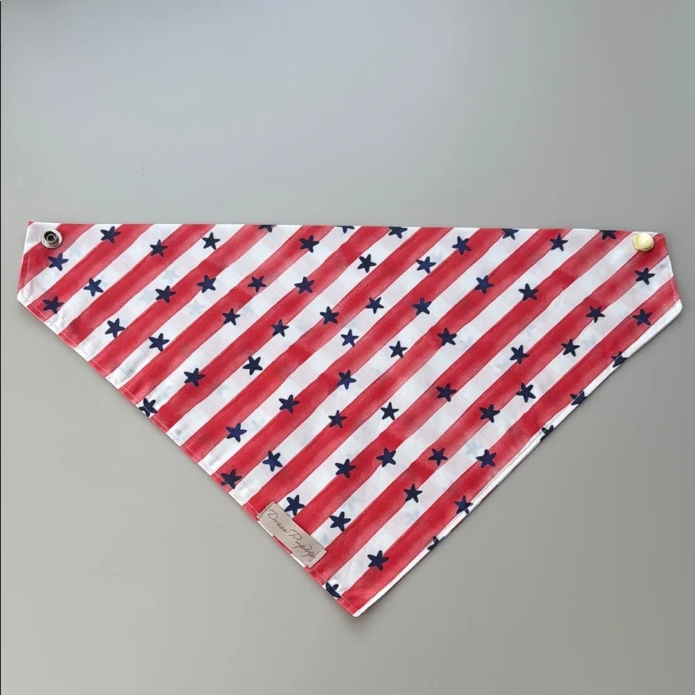 Red and White Striped Dog Bandana with Blue Stars